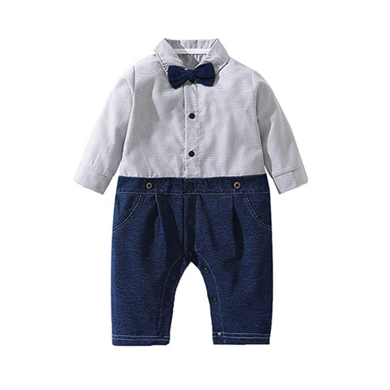 Baby Boys Checked Bow Jumpsuits Wholesale 22120618