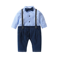 Load image into Gallery viewer, Baby Boys Checked Bow Jumpsuits Wholesale 22120618
