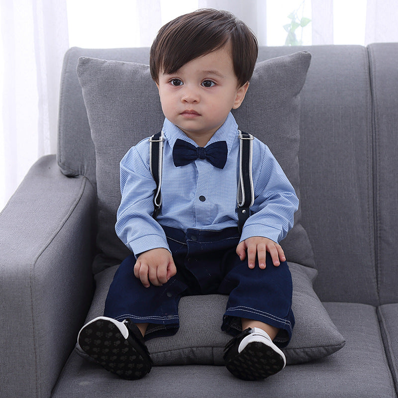 Baby Boys Checked Bow Jumpsuits Wholesale 22120618