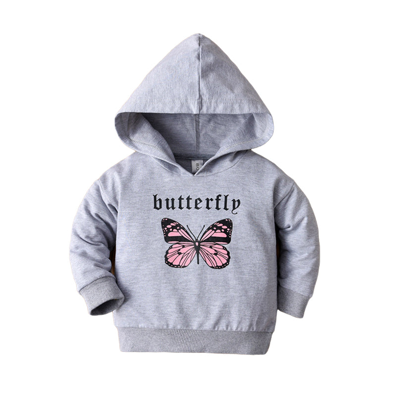 Baby Girls Letters Butterfly Print Hoodies Swearshirts Wholesale 221206196