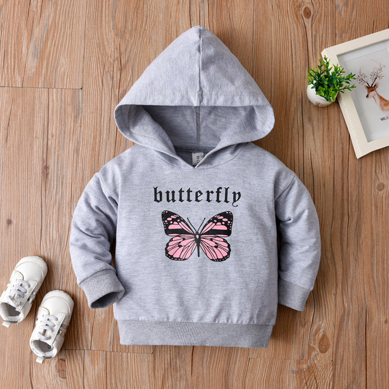 Baby Girls Letters Butterfly Print Hoodies Swearshirts Wholesale 221206196