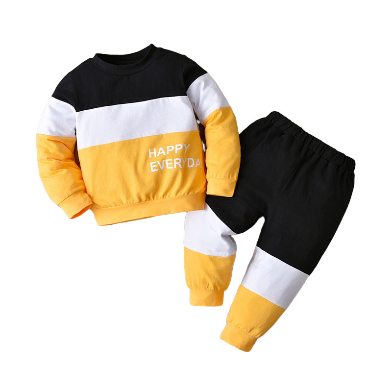 2 Pieces Set Baby Unisex Letters Color-blocking Print Hoodies Swearshirts And Pants Wholesale 221206197