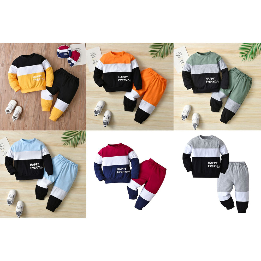 2 Pieces Set Baby Unisex Letters Color-blocking Print Hoodies Swearshirts And Pants Wholesale 221206197