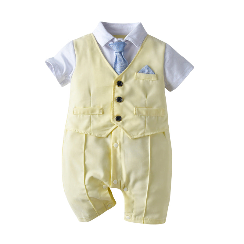 Baby Boys Color-blocking Bow Jumpsuits Wholesale 221206231