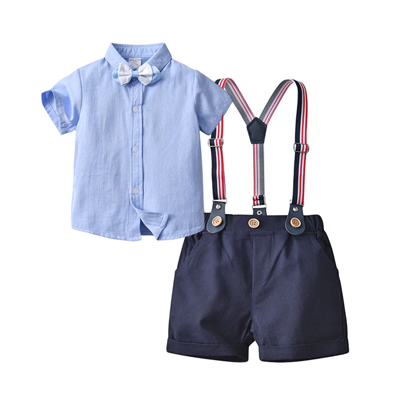 2 Pieces Set Baby Kid Boys Bow Shirts And Solid Color Rompers Wholesale 221206238