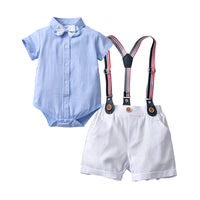 Load image into Gallery viewer, 2 Pieces Set Baby Kid Boys Bow Shirts And Solid Color Rompers Wholesale 221206238
