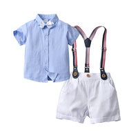 Load image into Gallery viewer, 2 Pieces Set Baby Kid Boys Bow Shirts And Solid Color Rompers Wholesale 221206238
