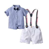 Load image into Gallery viewer, 2 Pieces Set Baby Kid Boys Bow Shirts And Solid Color Rompers Wholesale 221206238
