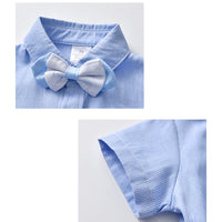 Load image into Gallery viewer, 2 Pieces Set Baby Kid Boys Bow Shirts And Solid Color Rompers Wholesale 221206238
