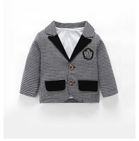 Load image into Gallery viewer, 2 Pieces Set Baby Boys Bow Jumpsuits And Checked Jackets Outwears Wholesale 22120624
