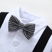 Load image into Gallery viewer, 2 Pieces Set Baby Boys Bow Jumpsuits And Checked Jackets Outwears Wholesale 22120624
