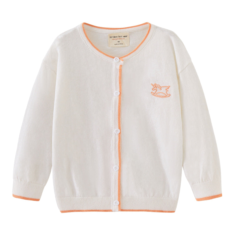 Baby Kid Unisex Solid Color Cartoon Embroidered Cardigan Wholesale 221206240