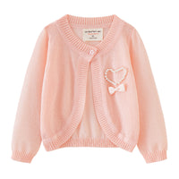 Load image into Gallery viewer, Girls Love heart Bow Crochet Cardigan Wholesale 221206244
