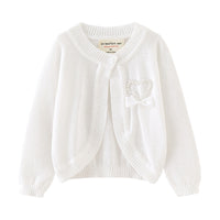 Load image into Gallery viewer, Girls Love heart Bow Crochet Cardigan Wholesale 221206244
