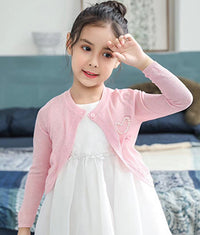 Load image into Gallery viewer, Girls Love heart Bow Crochet Cardigan Wholesale 221206244
