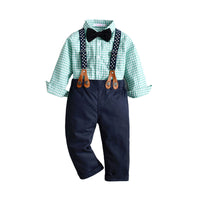 Load image into Gallery viewer, 2 Pieces Set Baby Boys Checked Shirts And Solid Color Jumpsuits Wholesale 221206245
