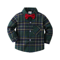 Load image into Gallery viewer, 2 Pieces Set Baby Kid Boys Checked Shirts And Solid Color Jumpsuits Wholesale 221206261
