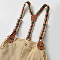 Load image into Gallery viewer, 2 Pieces Set Baby Kid Boys Birthday Checked Bow Shirts And Solid Color Jumpsuits Wholesale 221206288
