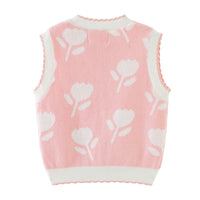 Load image into Gallery viewer, Baby Kid Girls Color-blocking Flower Crochet Print Vests Waistcoats Wholesale 221206312
