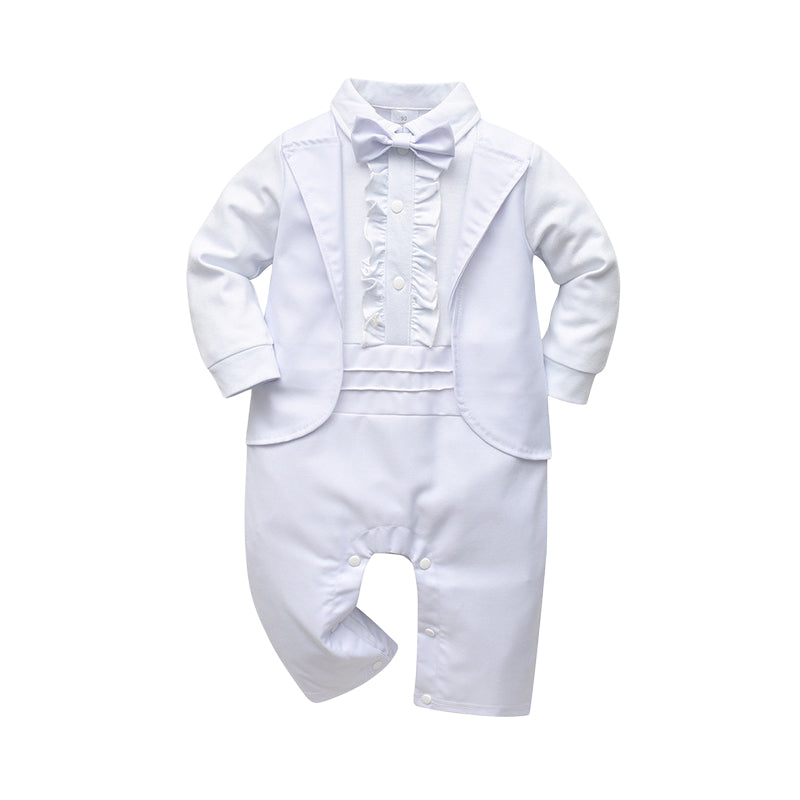 Baby Boys Solid Color Bow Birthday Party Jumpsuits Wholesale 221206320