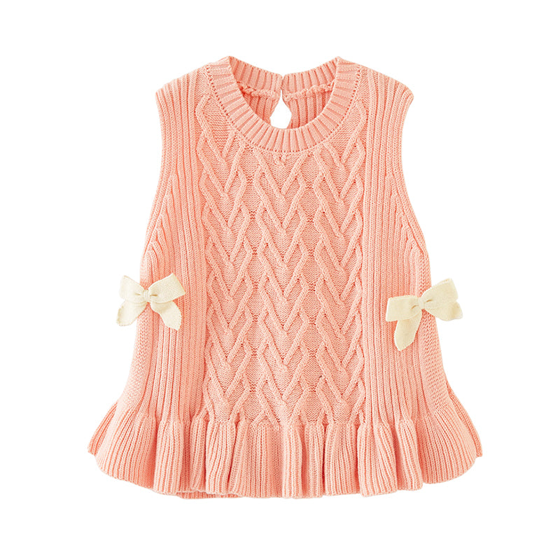 Baby Kid Girls Bow Vests Waistcoats Knitwear Wholesale 221206323