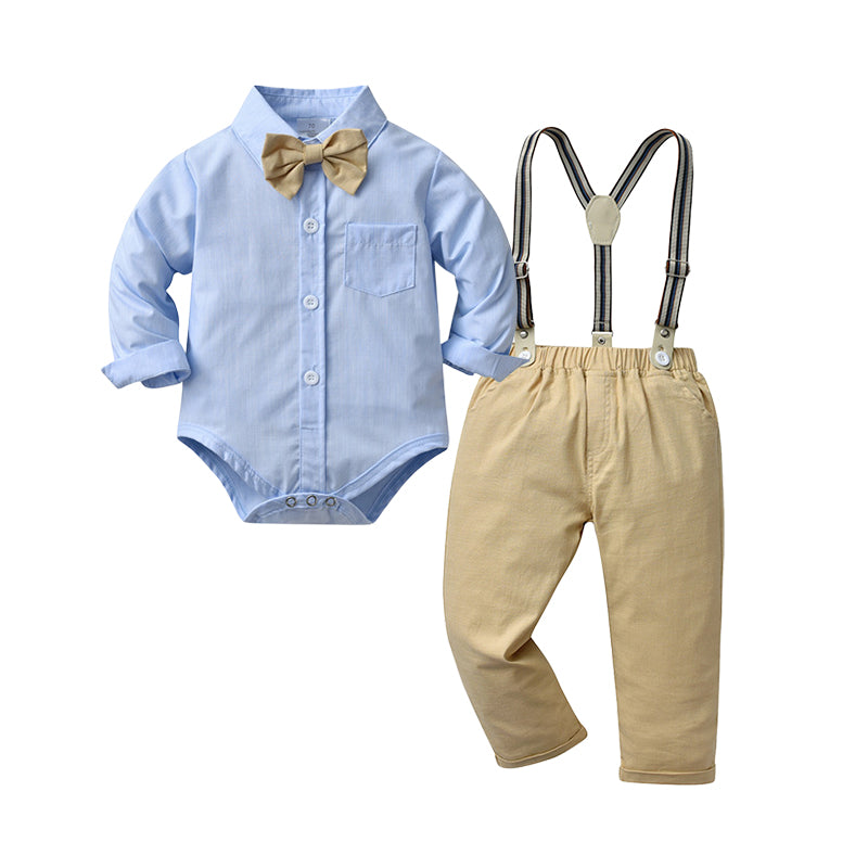 2 Pieces Set Baby Kid Boys Birthday Party Bow Rompers And Solid Color Jumpsuits Wholesale 221206326