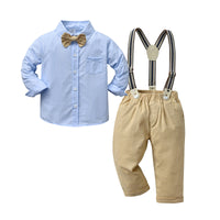 Load image into Gallery viewer, 2 Pieces Set Baby Kid Boys Birthday Party Bow Rompers And Solid Color Jumpsuits Wholesale 221206326
