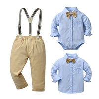 Load image into Gallery viewer, 2 Pieces Set Baby Kid Boys Birthday Party Bow Rompers And Solid Color Jumpsuits Wholesale 221206326
