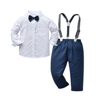 Load image into Gallery viewer, 2 Pieces Set Baby Kid Boys Birthday Party Bow Print Rompers And Solid Color Jumpsuits Wholesale 221206327
