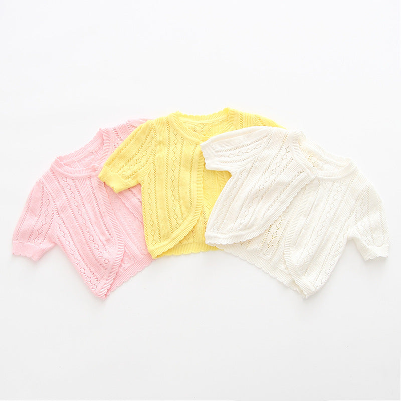 Baby Kid Girls Solid Color Cardigan Knitwear Wholesale 22120634