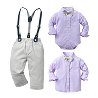 Load image into Gallery viewer, 2 Pieces Set Baby Boys Solid Color Bow Rompers And Jumpsuits Wholesale 221206342
