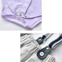 Load image into Gallery viewer, 2 Pieces Set Baby Boys Solid Color Bow Rompers And Jumpsuits Wholesale 221206342
