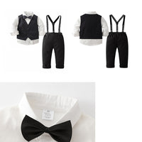 Load image into Gallery viewer, 3 Pieces Set Baby Kid Boys Solid Color Vests Waistcoats And Bow Shirts And Pants Suits Wholesale 221206348
