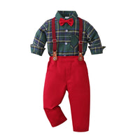 Load image into Gallery viewer, 2 Pieces Set Baby Kid Boys Checked Bow Shirts And Trousers Suits Wholesale 221206380
