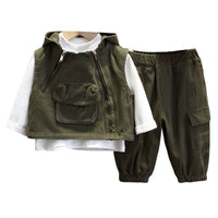 Load image into Gallery viewer, 3 Pieces Set Baby Kid Boys Solid Color Vests Waistcoats And Tops And Pants Wholesale 221206426
