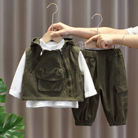 Load image into Gallery viewer, 3 Pieces Set Baby Kid Boys Solid Color Vests Waistcoats And Tops And Pants Wholesale 221206426
