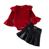 Load image into Gallery viewer, 2 Pieces Set Baby Kid Girls Solid Color Rompers And Skirts Wholesale 221206434
