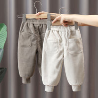 Load image into Gallery viewer, Baby Kid Boys Solid Color Muslin&amp;Ribbed Pants Wholesale 221206438
