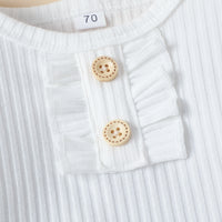 Load image into Gallery viewer, 2 Pieces Set Baby Girls Bow Muslin&amp;Ribbed Print Rompers And Flower Pants Wholesale 221206488
