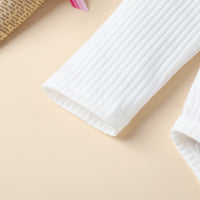 Load image into Gallery viewer, 2 Pieces Set Baby Girls Bow Muslin&amp;Ribbed Print Rompers And Flower Pants Wholesale 221206488
