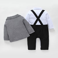 Load image into Gallery viewer, 2 Pieces Set Baby Boys Dressy Checked Jackets Outwears And Color-blocking Jumpsuits Wholesale 22120655
