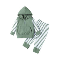 Load image into Gallery viewer, 2 Pieces Set Baby Kid Unisex Striped Color-blocking Hoodies Swearshirts And Pants Wholesale 221206578
