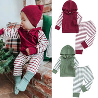 Load image into Gallery viewer, 2 Pieces Set Baby Kid Unisex Striped Color-blocking Hoodies Swearshirts And Pants Wholesale 221206578
