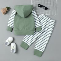 Load image into Gallery viewer, 2 Pieces Set Baby Kid Unisex Striped Color-blocking Hoodies Swearshirts And Pants Wholesale 221206578
