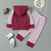 Load image into Gallery viewer, 2 Pieces Set Baby Kid Unisex Striped Color-blocking Hoodies Swearshirts And Pants Wholesale 221206578

