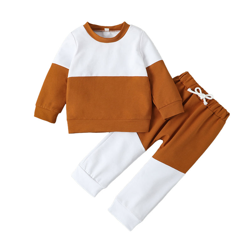 2 Pieces Set Baby Kid Unisex Color-blocking Hoodies Swearshirts And Pants Wholesale 221206600