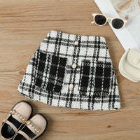 Load image into Gallery viewer, 2 Pieces Set Baby Kid Girls Bow Tops And Checked Skirts Wholesale 221206617
