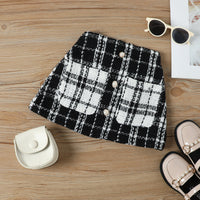 Load image into Gallery viewer, 2 Pieces Set Baby Kid Girls Bow Tops And Checked Skirts Wholesale 221206617
