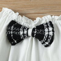 Load image into Gallery viewer, 2 Pieces Set Baby Kid Girls Bow Tops And Checked Skirts Wholesale 221206617
