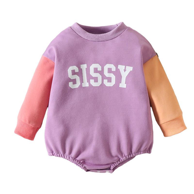 Baby Girls Letters Color-blocking Rompers Wholesale 221206689